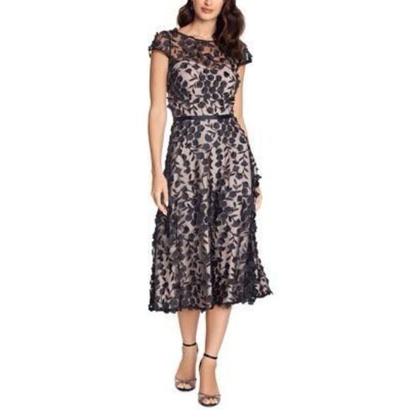 Xscape Womens Mesh Floral MIDI Dress Size 16 - Picture 1 of 3